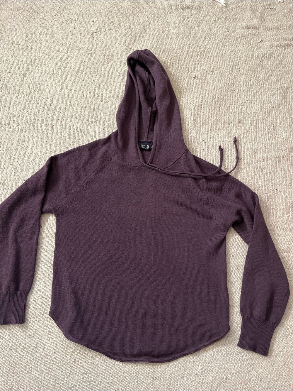 Hillard & Hanson Plum Purple Wool Blend Knit Hoodie Sweater